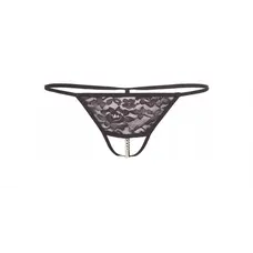 Cottelli Collection Mandy Mystery - гіпюрові стрінги з ланцюжком, L / XL (чорний)