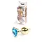 Boss Jewellery Gold Heart Plug Light Blue - Анальна пробка з кристалом, 7х2,7 см (блакитний)