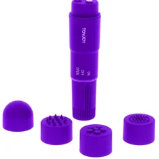 Toy Joy Funky Massager - Вибромассажер с насадками, 10х2.5 см (фиолетовый)