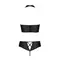 Passion Nancy Bikini - Комплект з еко-шкіри: бра та трусики з імітацією шнурівки, 4XL/5XL (чорний)
