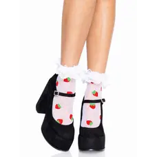 Leg Avenue Strawberry - Аккуратные носочки, OS (белый)