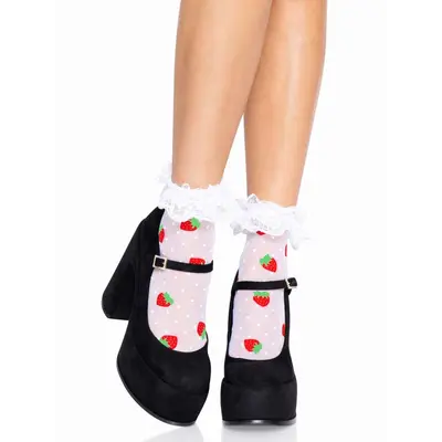 Leg Avenue Strawberry - Аккуратные носочки, OS (белый)