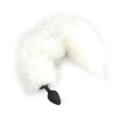 Силиконовая анальная пробка с хвостом из Art of Sex White fox, M