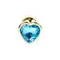 Boss Jewellery Gold Heart Plug Light Blue - Анальна пробка з кристалом, 7х2,7 см (блакитний)