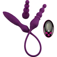 Adrien Lastic AD-2X - Вібратор двосторонній з пультом LRS, 58.5х3.2 см (фіолетовий)