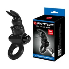 Pretty Love Exciting Vibrating Cock Ring - Ерекційне кільце з вібрацією, 2,4 см (чорний)