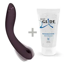 Womanizer OG + Лубрикант 50 мл - Вибратор для точки G c вакуумной стимуляцией, 17.6х3.9 см (баклажановый)
