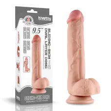 Sliding-Skin Dual Layer Dong 9.5'' - Фалоімітатор, 24 см (тілесний)