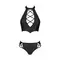 Passion Nancy Bikini - Комплект з еко-шкіри: бра та трусики з імітацією шнурівки, 4XL/5XL (чорний)