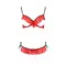 Passion Exclusive Cherry Set OpenBra - Комплект эротического белья: бюстгальтер с открытой грудью и стринги, S/M (красный)