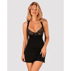 Obsessive Donna Dream babydoll - сексуальная сорочка с кружевом и стринги, XS/S (чёрный)