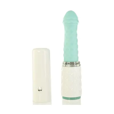 Pillow Talk Feisty Thrusting Vibrator Teal - Роскошный вибратор-пульсатор с присоской, 12.5х3.4 см. (голубой)