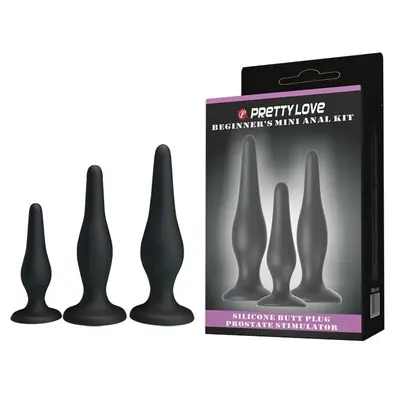 Pretty Love Begginer's Mini Anal Kit Black - Набор анальных пробок, 3 шт (черный)