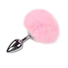 Alive Fluffly Plug M - Анальна пробка з пишним хвостом, 8х3.5 см (рожева)