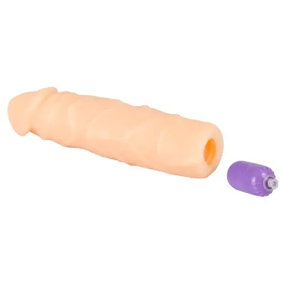 Nature Skin Sleeve With Bullet - Насадка, що подовжує, на пеніс, +до 3.8 см (тілесний)