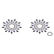Petits Joujoux Gloria set of 2 Black/Purple - пэстис из кристаллов, украшение на грудь, (чёрный)