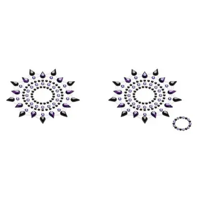 Petits Joujoux Gloria set of 2 Black/Purple - пэстис из кристаллов, украшение на грудь, (чёрный)