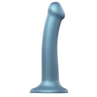 Strap-On-Me Mono Density Dildo, M - Насадка для страпона гибкая, 18х3.3 см., (голубая)