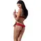 Passion Exclusive Cherry Set OpenBra - Комплект эротического белья: бюстгальтер с открытой грудью и стринги, S/M (красный)