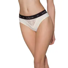 Passion PS001 Panties - Трусики з широкою резинкою та мереживом (бежеві, розмір XL)