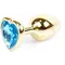 Boss Jewellery Gold Heart Plug Light Blue - Анальна пробка з кристалом, 7х2,7 см (блакитний)