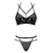 Obsessive Bagirela 2-pcs set - Комплект белья с лаковыми вставками (бюстгальтер и трусики) S/M (чёрный)