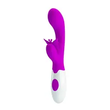 LyBaile Pretty Love Butterfly Kiss Vibrator - вібратор кролик з метеликом та 30 режимами, 19.9х3.1 см (фіолетовий)