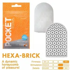 TENGA Pocket Hexa-Brick - Карманный мини-мастурбатор, 7.5х5.5 см (оранжевый)
