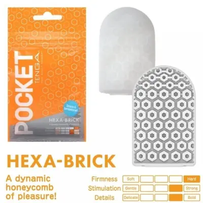 TENGA Pocket Hexa-Brick - Кишеньковий міні-мастурбатор, 7.5х5.5 см (помаранчевий)