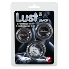 Lust 3 Black - Набор эрекционных колец, 3 шт (черный)