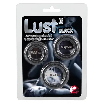 Lust 3 Black - Набір ерекційних кілець, 3 шт (чорний)