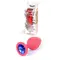 Boss Silikon Plug Jewellery Red Medium - Анальная пробка с кристаллом, 8х3.5 см (красный с синим)