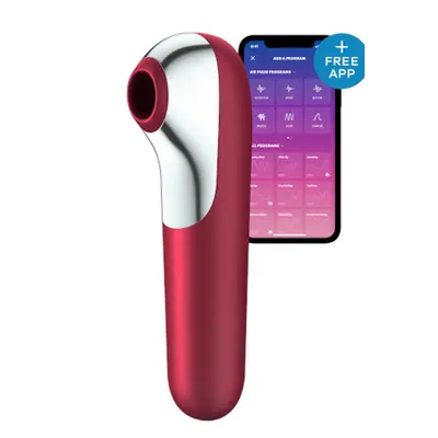 Satisfyer Dual Love 2 в 1 - Смарт вібратор і вакуумний стимулятор клітора, 16х3.8 см (червоний)