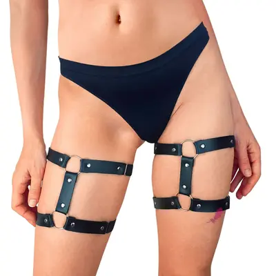 Art of Sex Kristina Leg Garters - Гартери на ногу з натуральної шкіри, S-L, 2 шт (чорний)