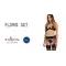 Passion Exclusive Floris Set - Комплект белья: лиф, трусики, пояс для чулок, XXL/XXXL (чёрный)