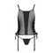 Passion Malwia Corset сітчастий корсет з еко-шкіри з люверсами та знімними пажами, L/XL (чорний)