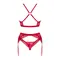 Obsessive Lacelove cupless 3-pcs set - комплект еротичної білизни, XS/S (червоний)