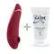 Womanizer Premium 2 + Лубрикант 50 мл - Инновационный клиторальный вакуумный стимулятор, 15.5х3.5 см (бордовый)