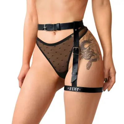 Art of Sex Naomi - Гартер на ногу з написом Sexy XS-2XL (чорний)