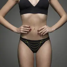 Bijoux Indiscrets Magnifique Bikini Chain Gold - прикраса на тіло ланцюжок трусики, (золотистий)
