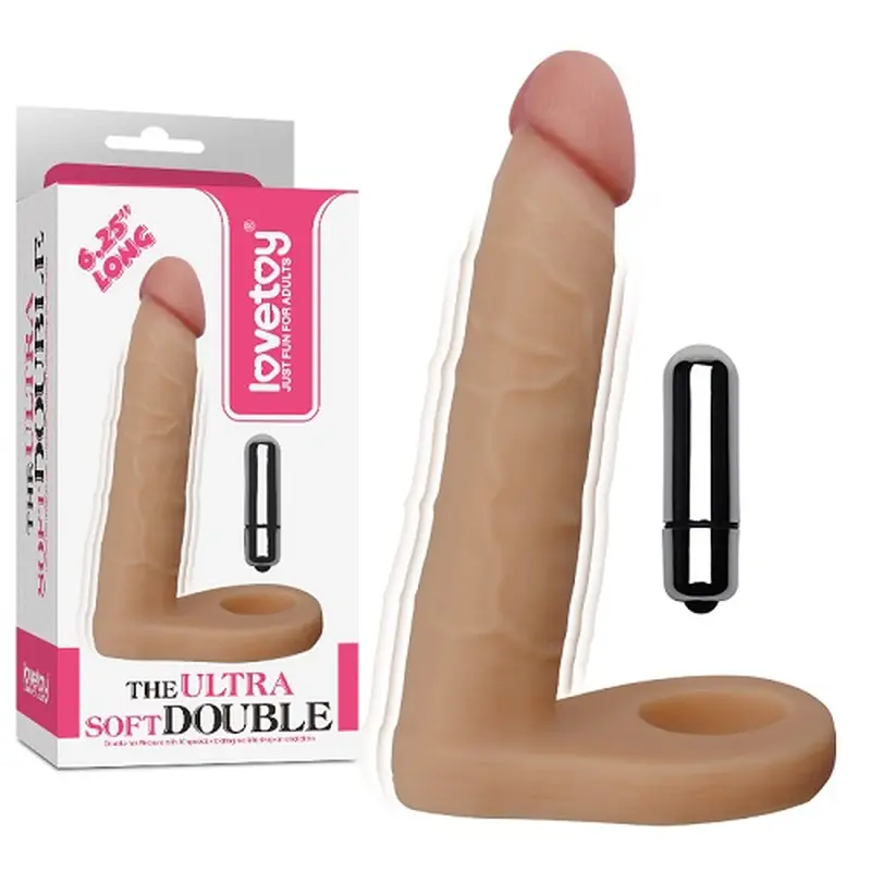 The Ultra Soft Double Vibrating Flesh 6.25" - Насадка для подвійного проникнення, 15,8 см (тілесний)