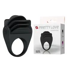 Pretty Love Chester Vibrating Cock Ring Black - ерекційне кільце з вібрацією, 5х3.3см (чорний)