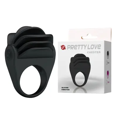 Pretty Love Chester Vibrating Cock Ring Black - ерекційне кільце з вібрацією, 5х3.3см (чорний)