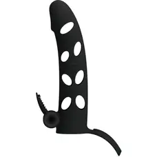 LyBaile Pretty Love Vibrating Penis Sleeve Black - Силіконова насадка з вібрацією, 15.2х3.3 см