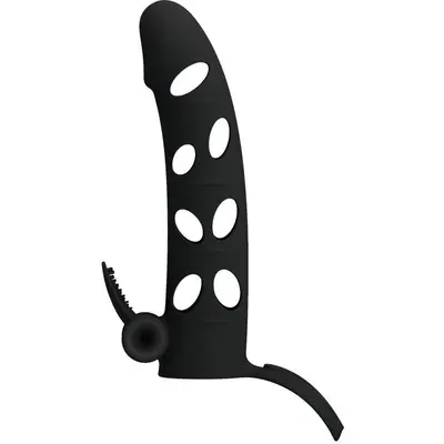 LyBaile Pretty Love Vibrating Penis Sleeve Black - Силіконова насадка з вібрацією, 15.2х3.3 см