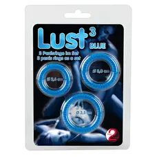 Lust 3 Blue - Набор эрекционных колец, 3 шт (синий)