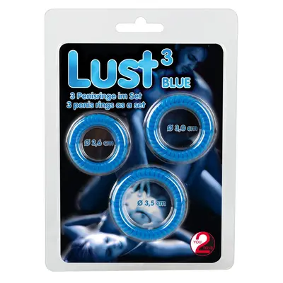 Lust 3 Blue - Набор эрекционных колец, 3 шт (синий)