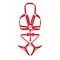 Leg Avenue - Studed O-ring harness teddy - Cексуальна червона портупея, L