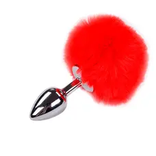 Alive Fluffly Plug M - Анальна пробка з пишним хвостом, 8х3.5 см (червона)
