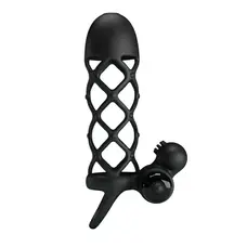 LyBaile Pretty Love Vibro Penis Sleeve Black I - Насадка на член, 13.5х3.6 см